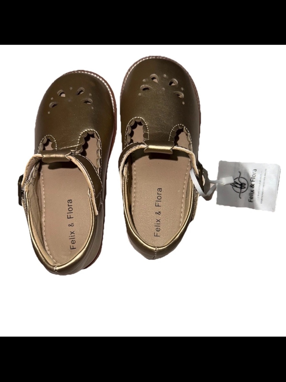 Felix & Flora Toddler Girl Metallic Gold Mary Jane Dress Shoes Size 10